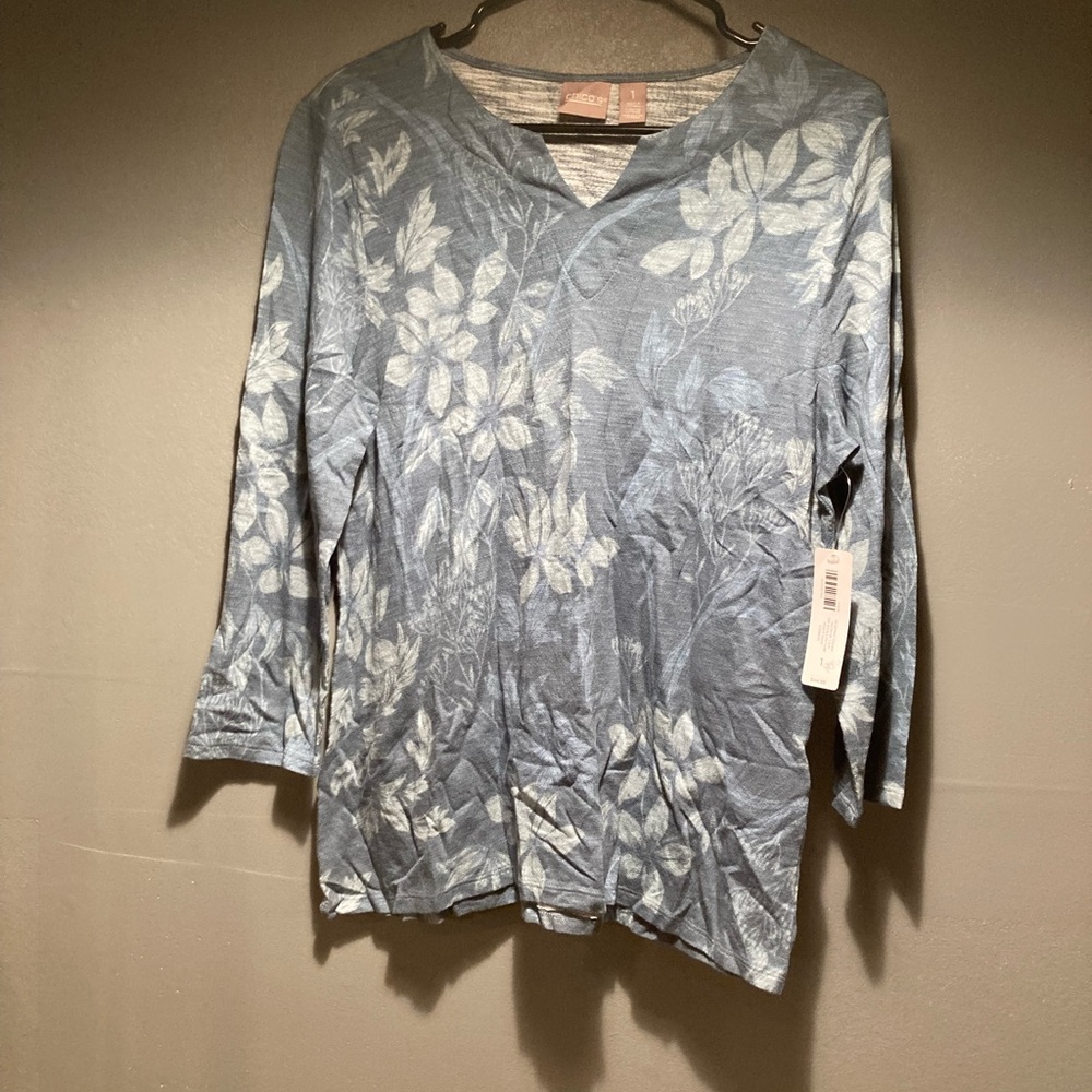 NWT size 1 Chico’s light blue 3/4 sleeve shirt